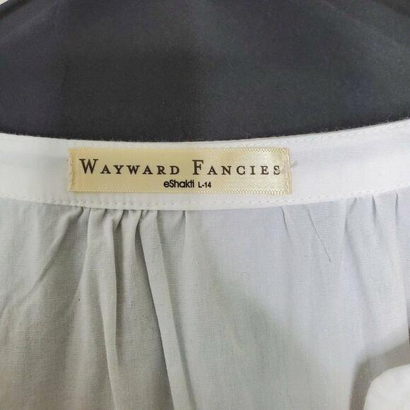 Wayward Fancies Eshakti Dress L White Poplin Tiered Embroidered cottagecore - Picture 7 of 11